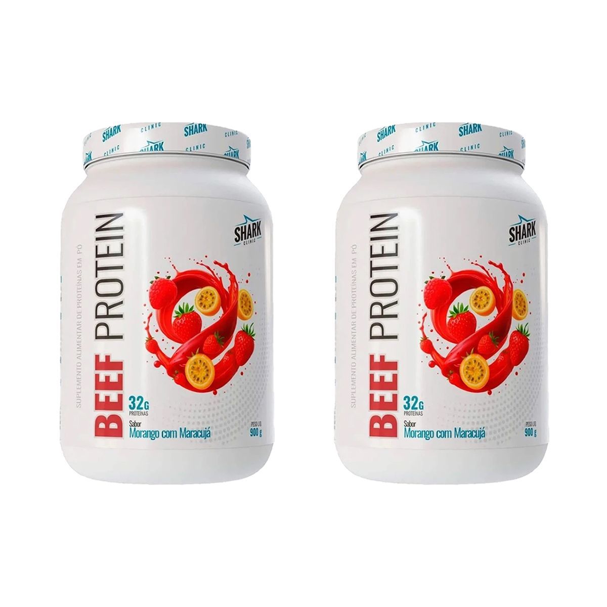 Kit 2X Whey Beef Protein - 900g Morango com Maracuj� - Shark Pro