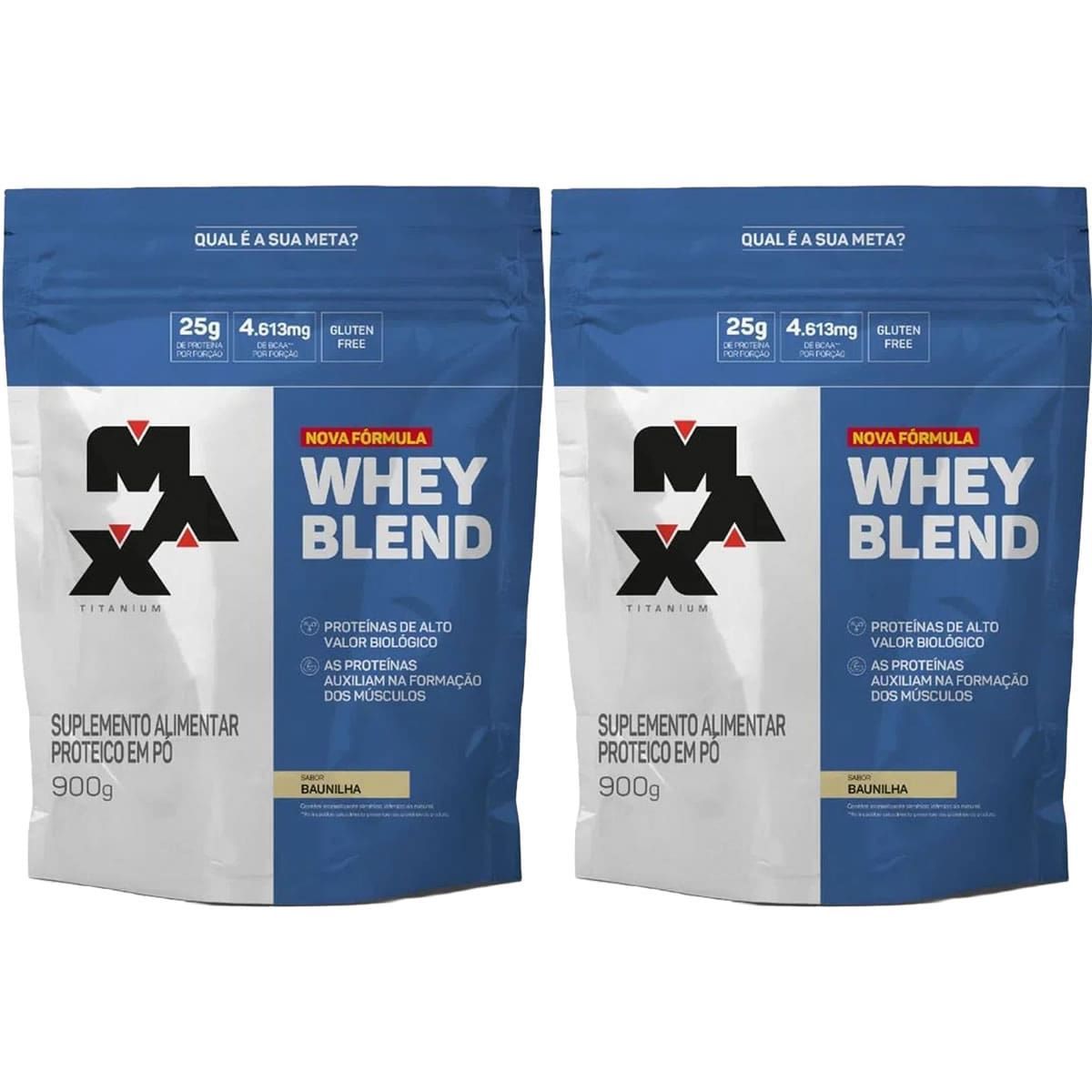 Kit 2X Whey Blend Nova F�rmula - 900g Refil Baunilha - Max Titanium