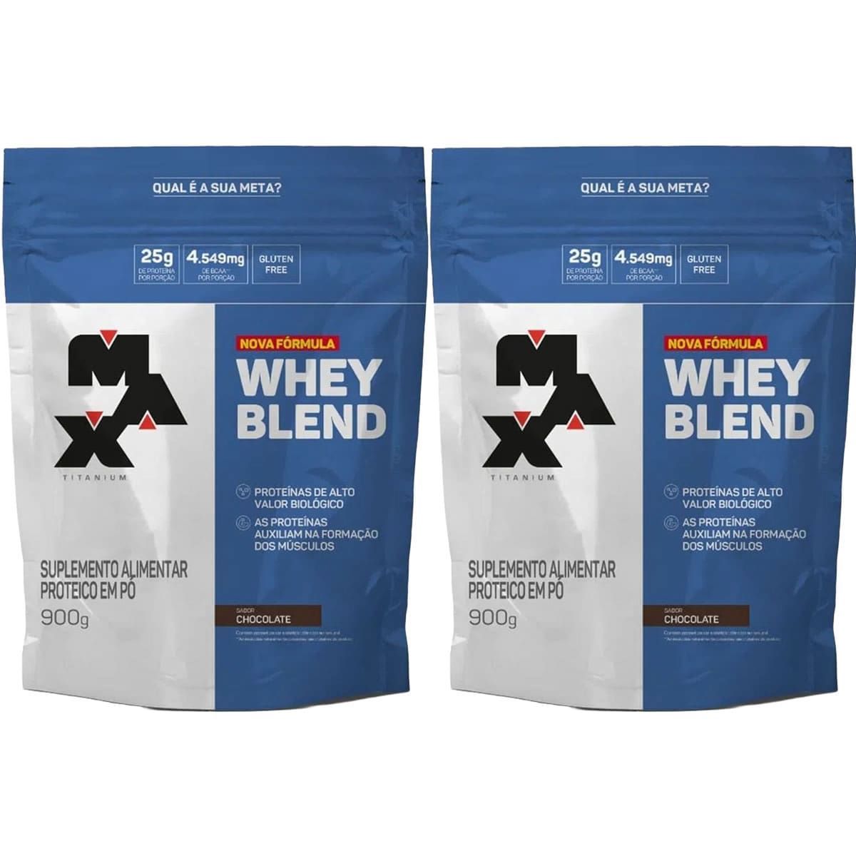 Kit 2X Whey Blend Nova F�rmula - 900g Refil Chocolate - Max Titanium