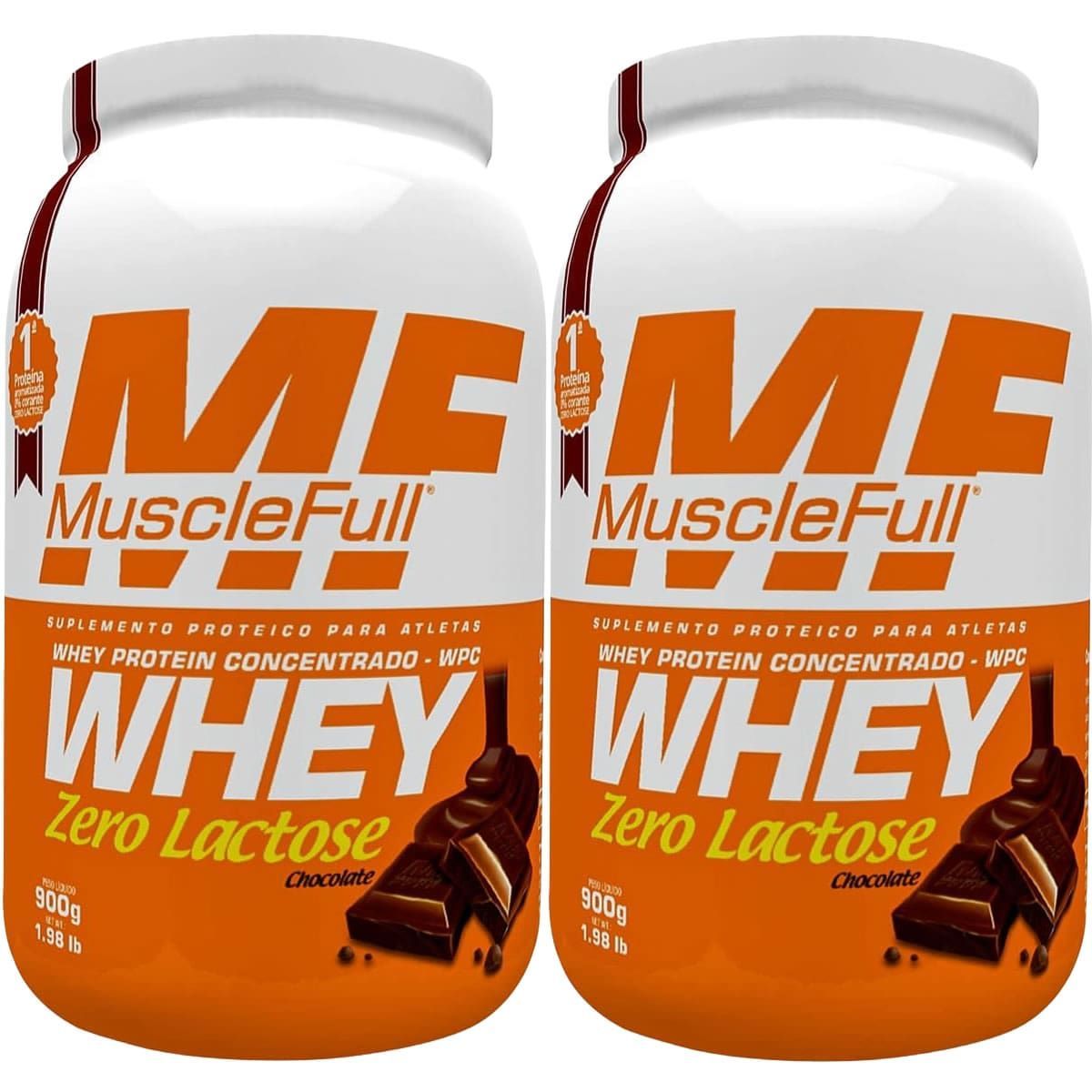 Kit 2X Whey Concentrado Zero Lactose - 900g Chocolate - MuscleFull