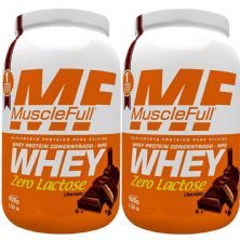 Kit 2X Whey Concentrado Zero Lactose - 900g Chocolate - MuscleFull