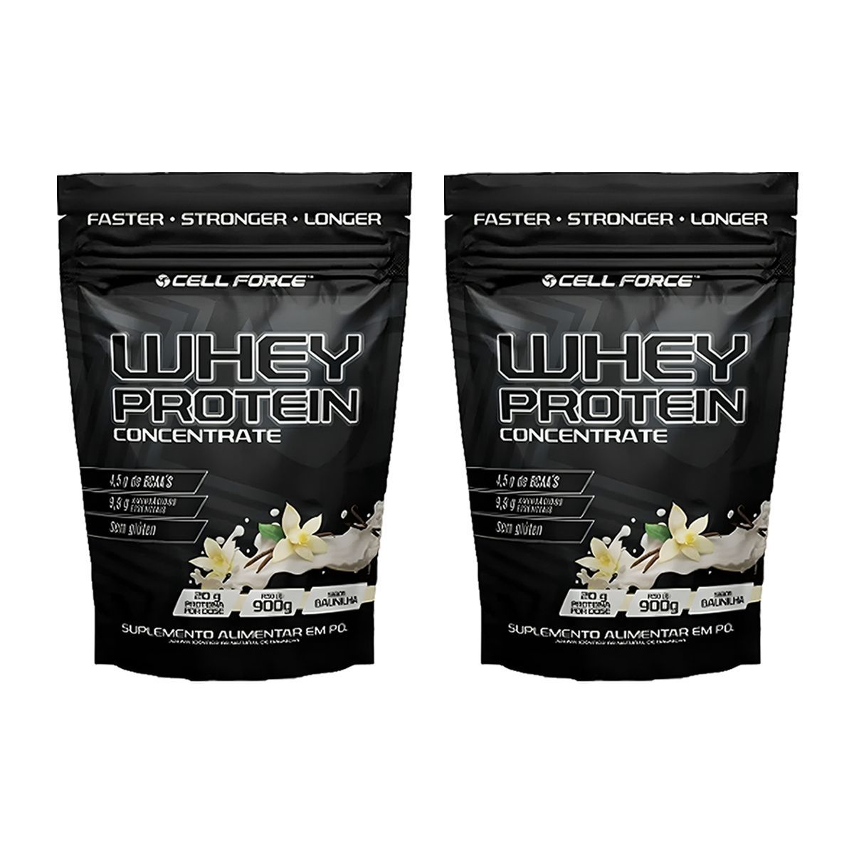 Kit 2X Whey Concentrate - Refil 900g Baunilha - Cell Force