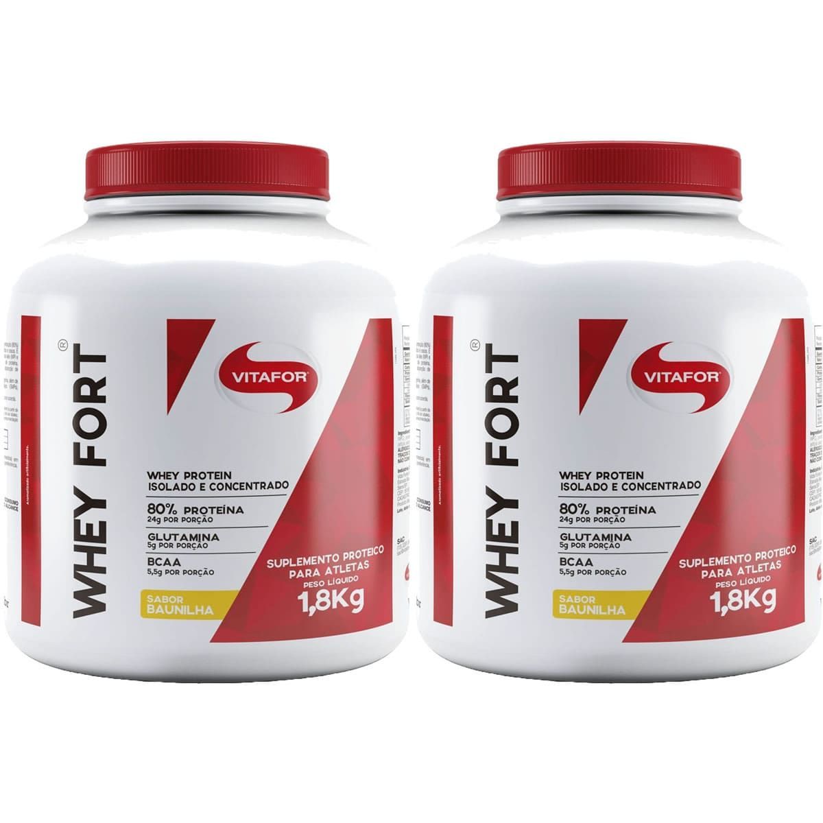Kit 2X Whey Fort - 1800g Baunilha - Vitafor