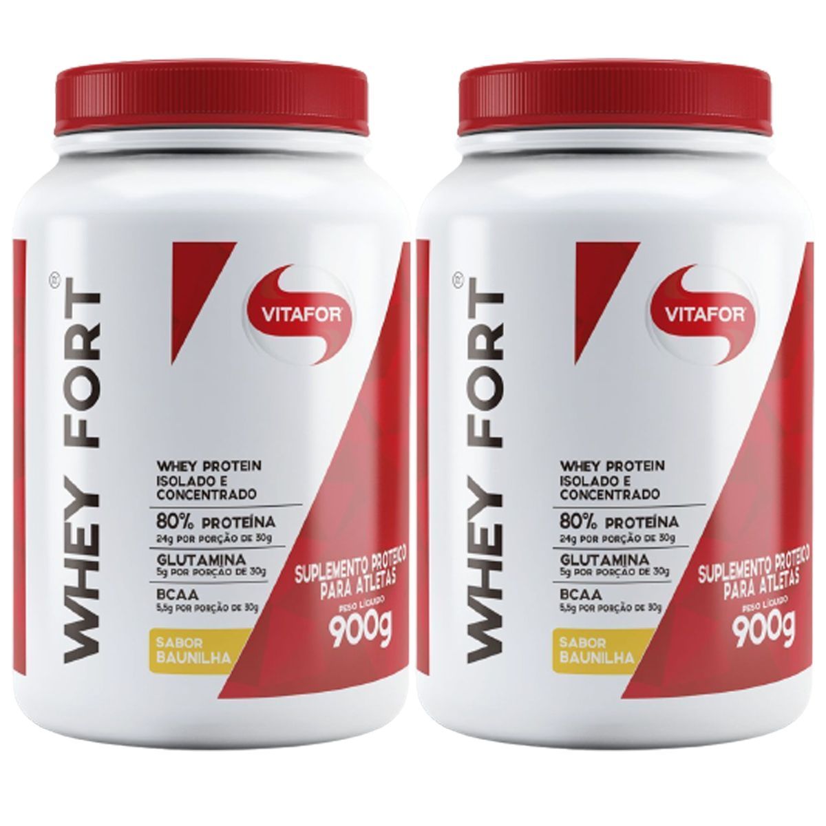 Kit 2X Whey Fort - 900g Baunilha - Vitafor