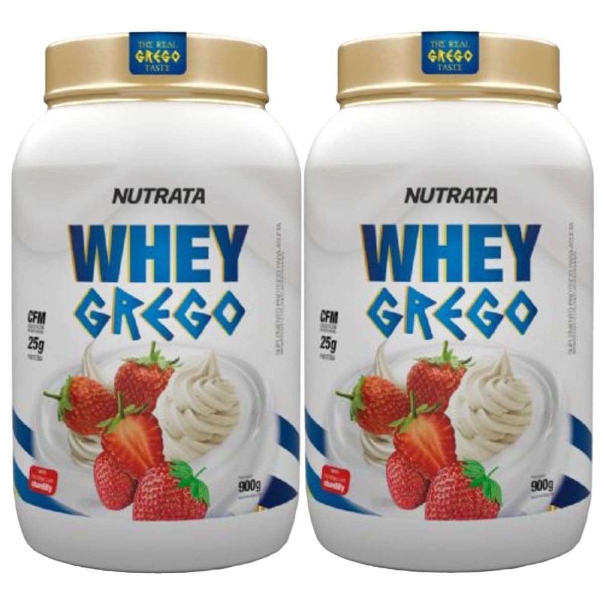 Kit 2X Whey Grego - 900g Morango com Chantilly - Nutrata