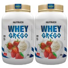 Kit 2X Whey Grego - 900g Morango com Chantilly - Nutrata
