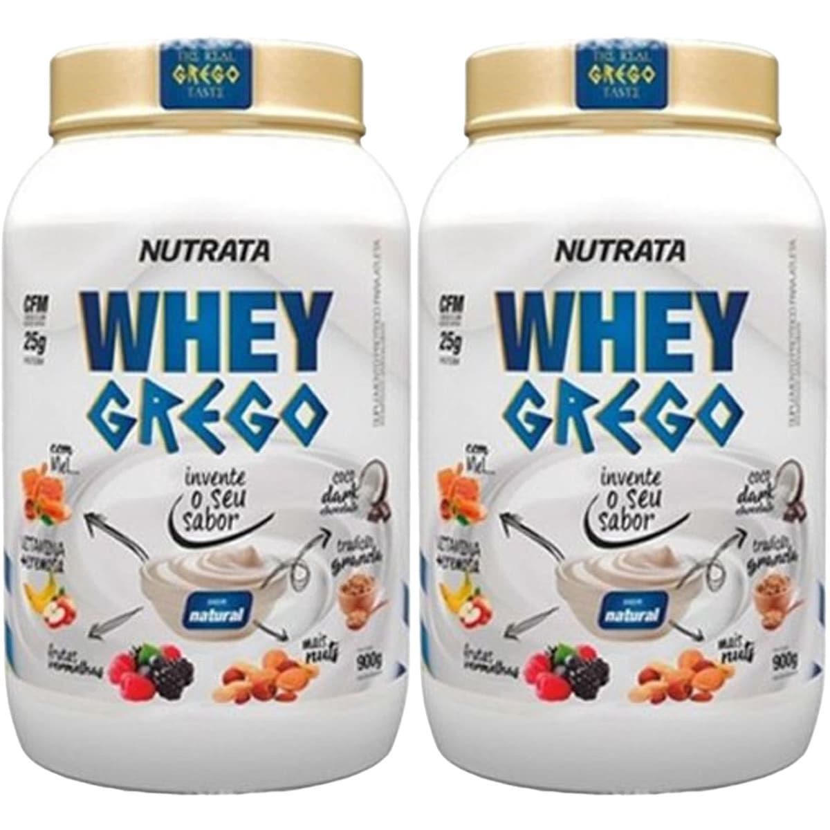 Kit 2X Whey Grego - 900g Natural - Nutrata