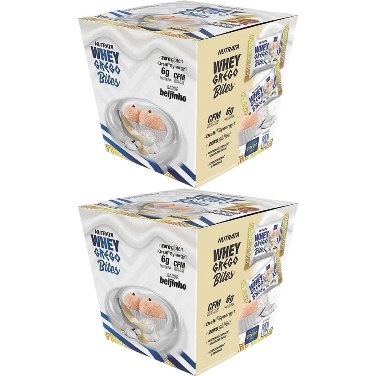 Kit 2X Whey Grego Bar Bites - 15 unidades 20g Beijinho - Nutrata