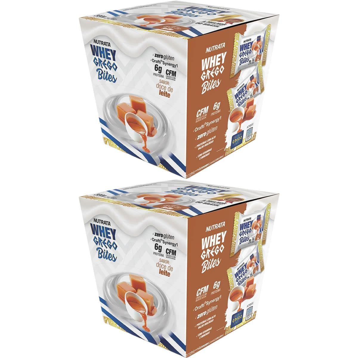 Kit 2X Whey Grego Bar Bites - 15 unidades 20g Doce de Leite - Nutrata