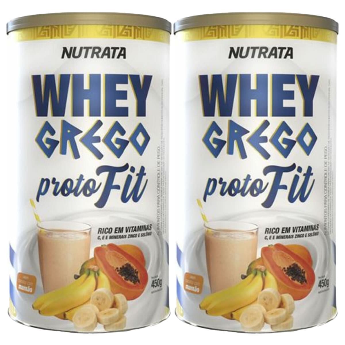 Kit 2X Whey Grego Proto Fit - 450g Banana com Mam�o - Nutrata