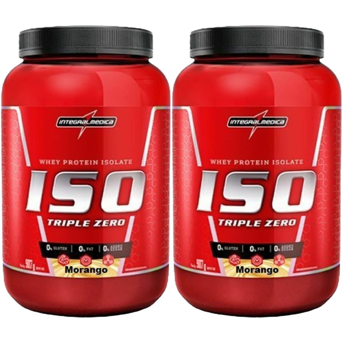 Kit 2X Whey Iso Triple Zero - 907g Morango - IntegralM�dica