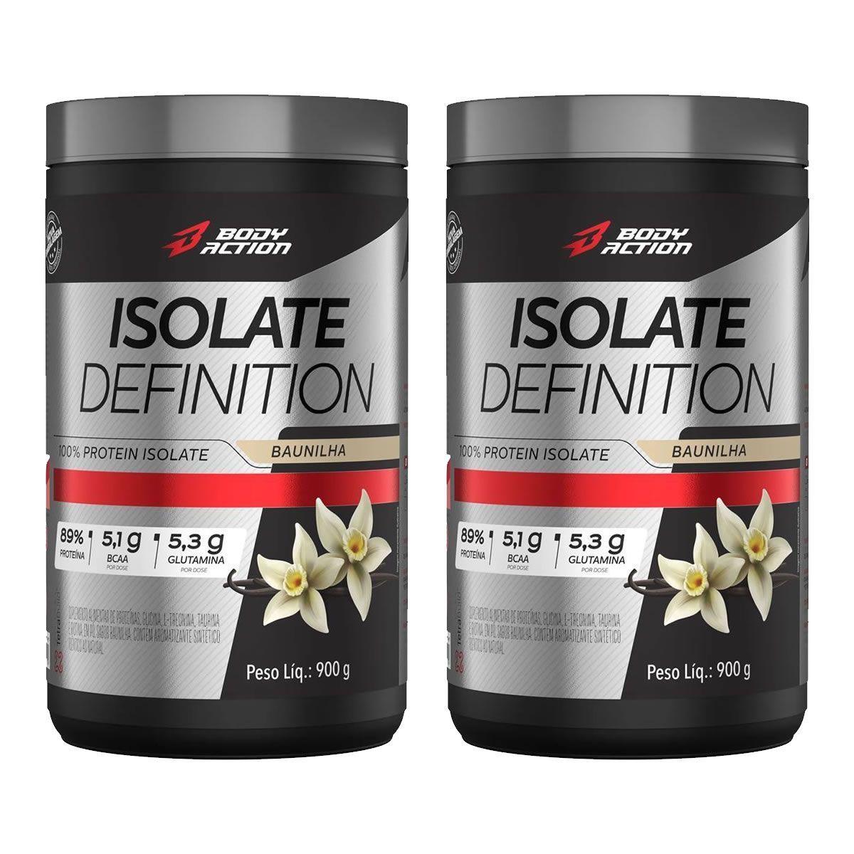 Kit 2X Whey Isolate Definition - 900g Baunilha - BodyAction