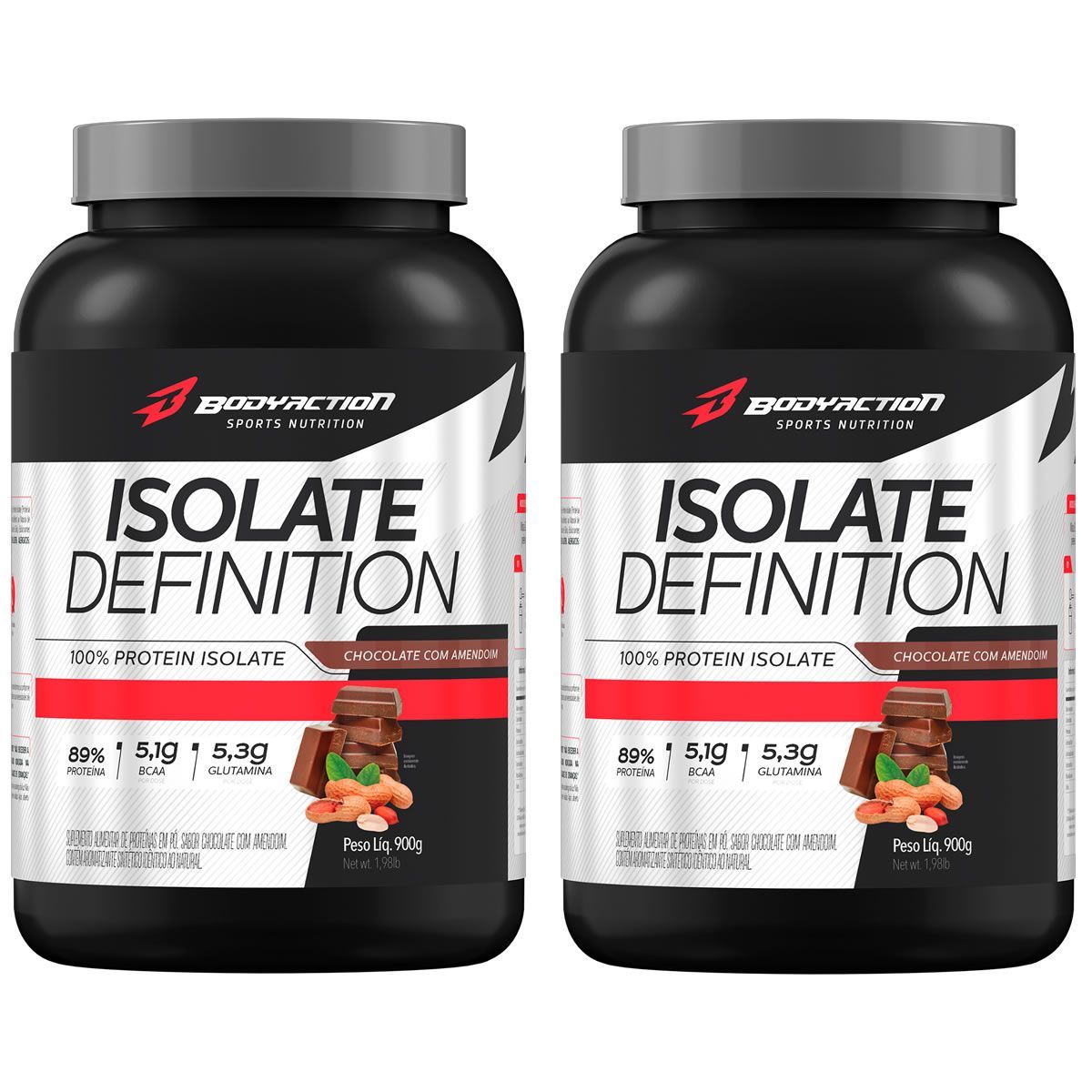 Kit 2X Whey Isolate Definition - 900g Chocolate com Amendoim - BodyAction