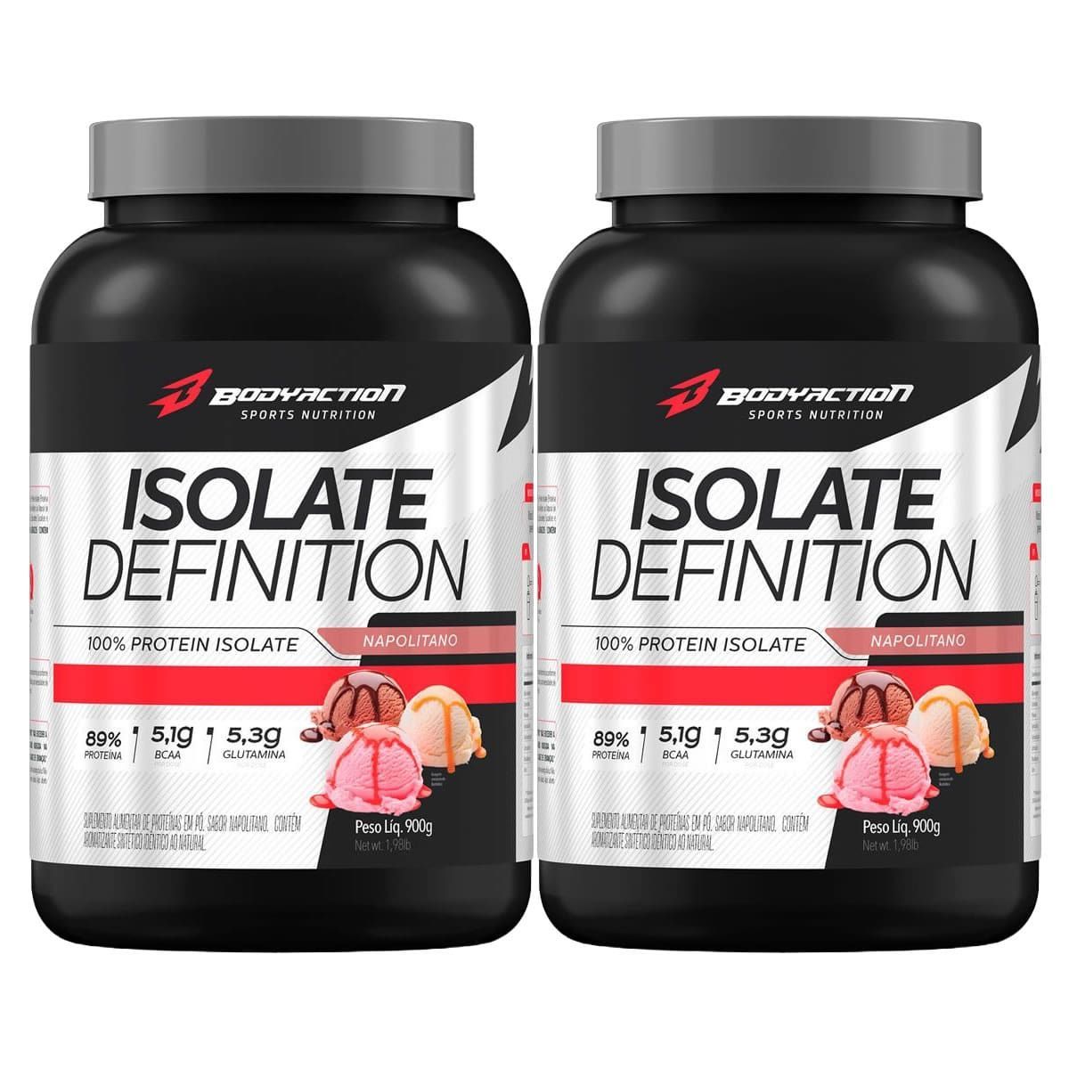 Kit 2X Whey Isolate Definition - 900g Napolitano - BodyAction