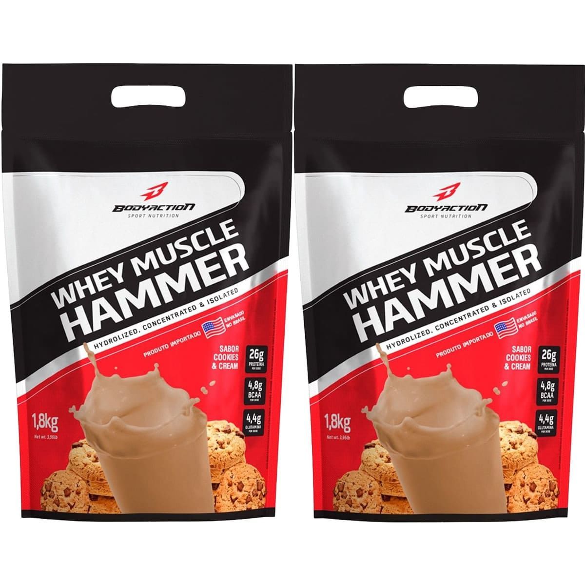 Kit 2X Whey Muscle Hammer - 1800g Cookies e Cream - BodyAction