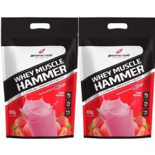 Kit 2X Whey Muscle Hammer - 900g Refil Morango - BodyAction