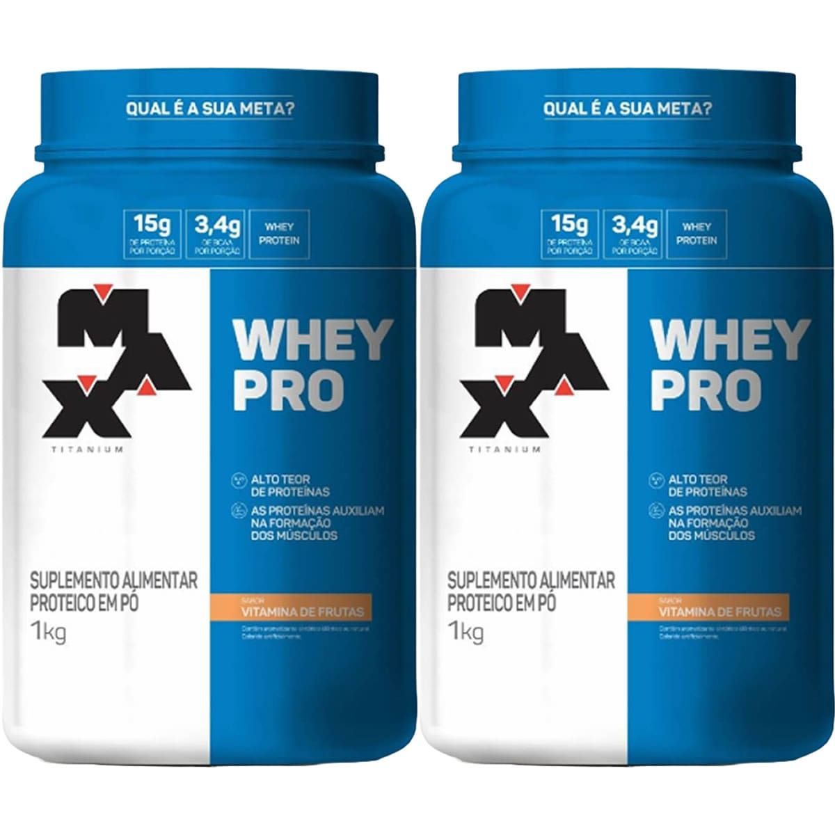 Kit 2X Whey Pro - 1000g Vitamina de Frutas - Max Titanium