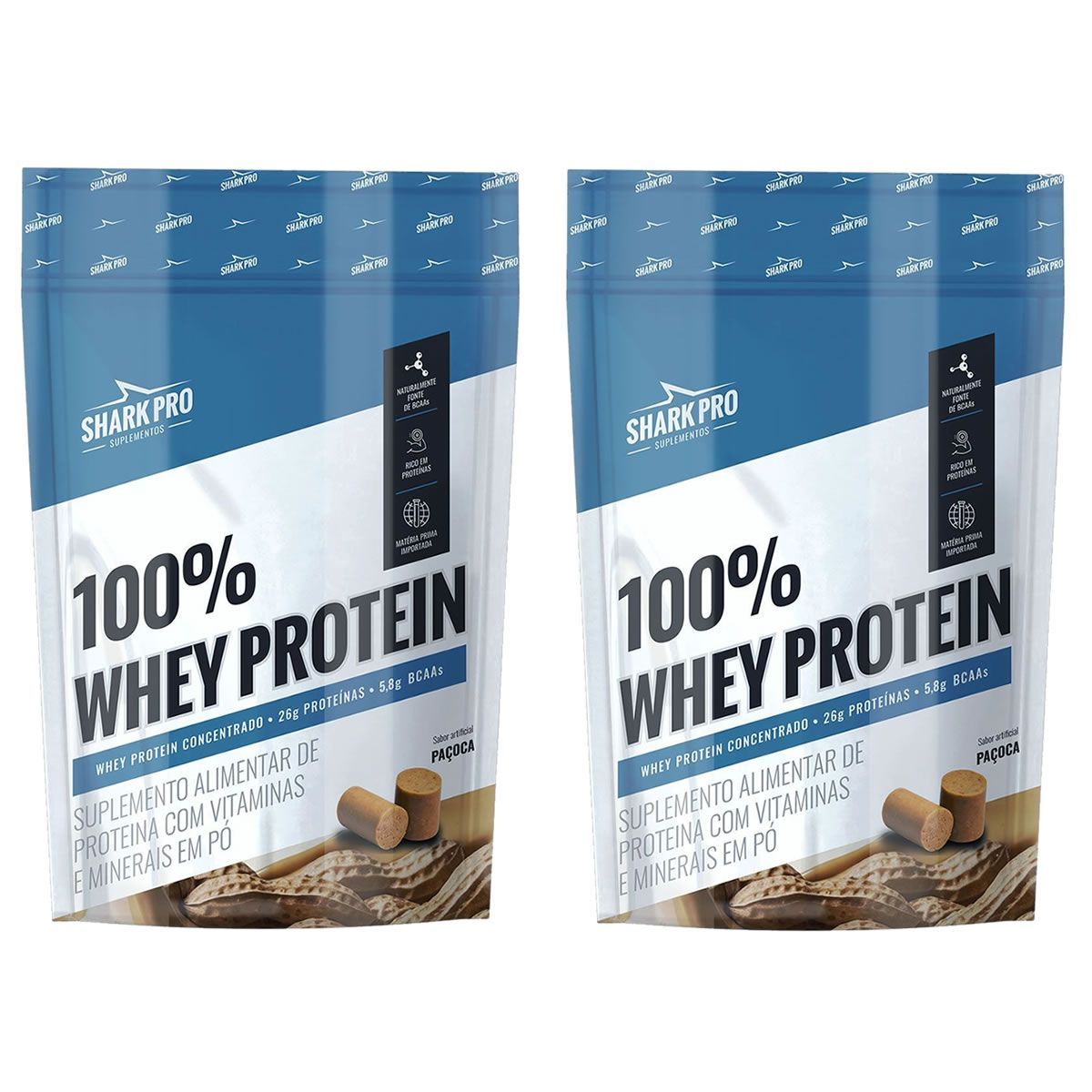 Kit 2X Whey Protein 100% - 900g Refil Pa�oca - Shark Pro