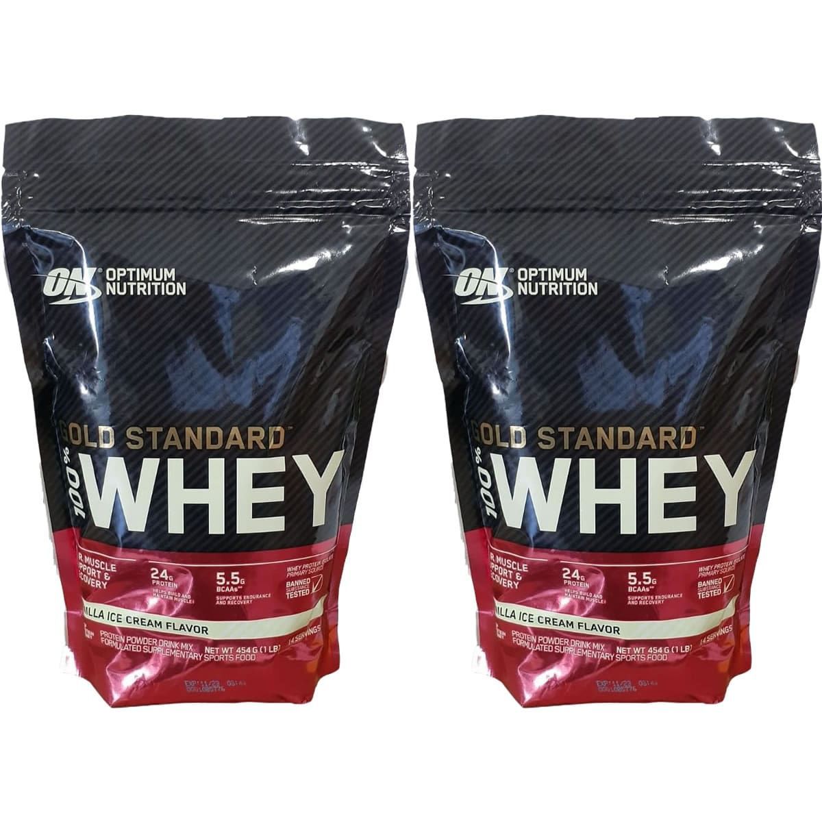 Kit 2X Whey Protein 100% Gold Standard - 454g Vanilla Ice Cream - Optimum Nutrition