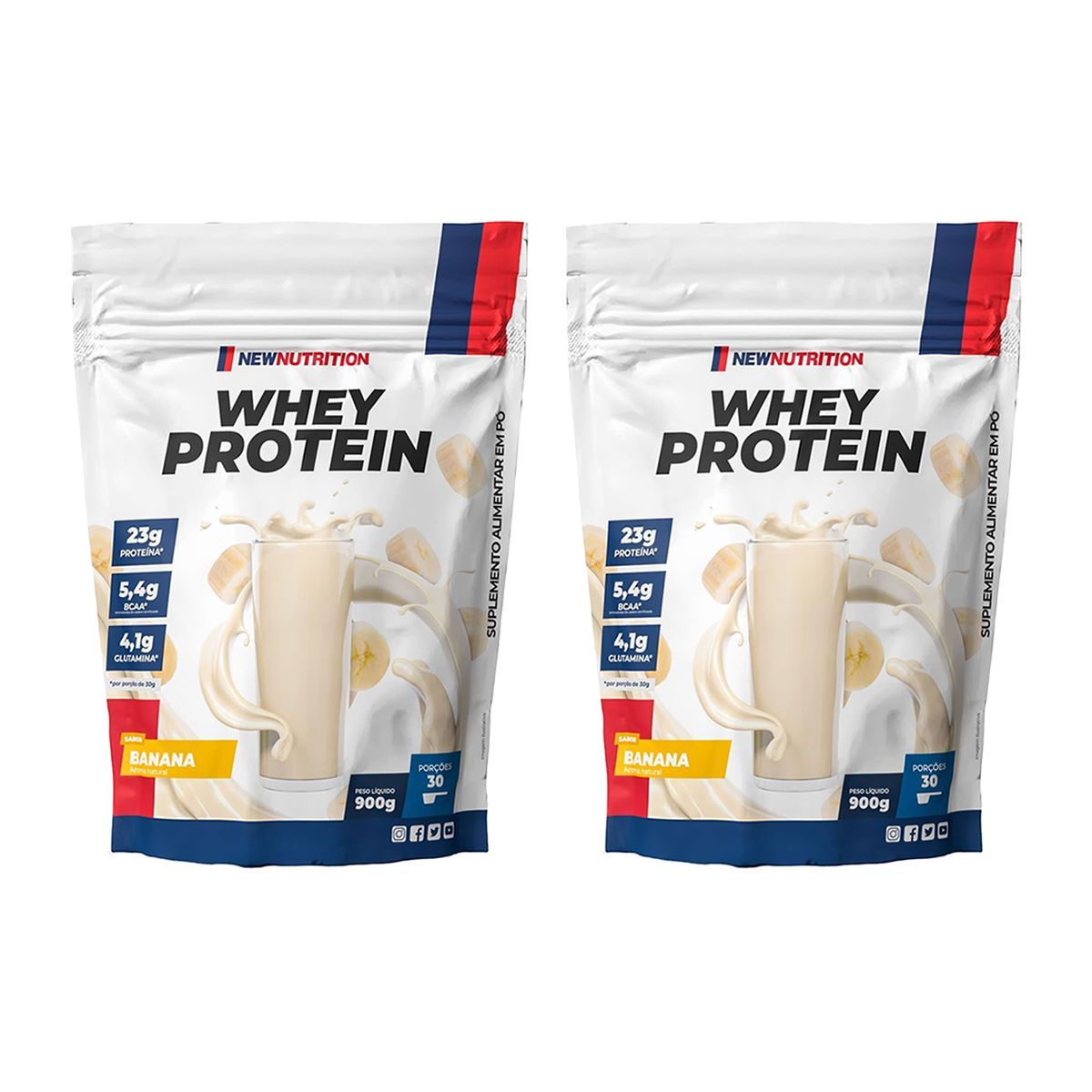 Kit 2X Whey Protein -  900g Refil Banana - Newnutrition