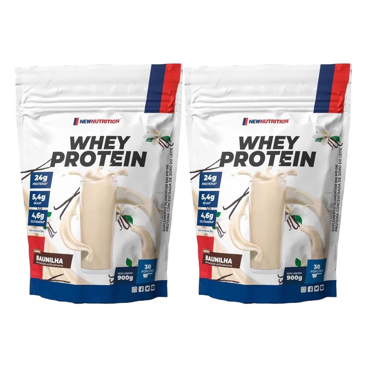 Kit 2X Whey Protein - 900g Refil Baunilha - NewNutrition
