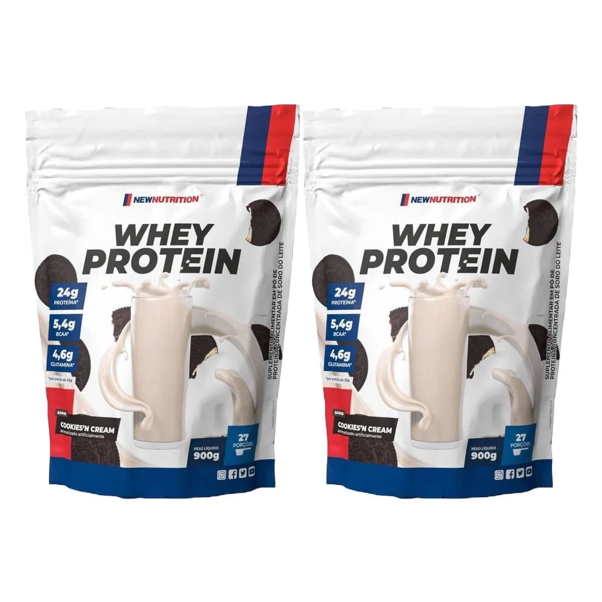 Kit 2X Whey Protein - 900g Refil Cookies - NewNutrition