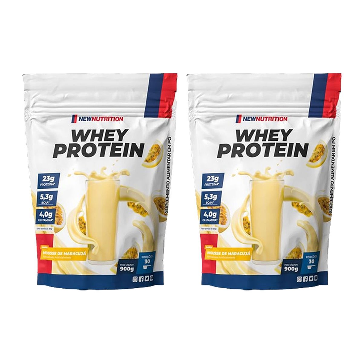 Kit 2X Whey Protein - 900g Refil Mousse de Maracuj� - NewNutrition