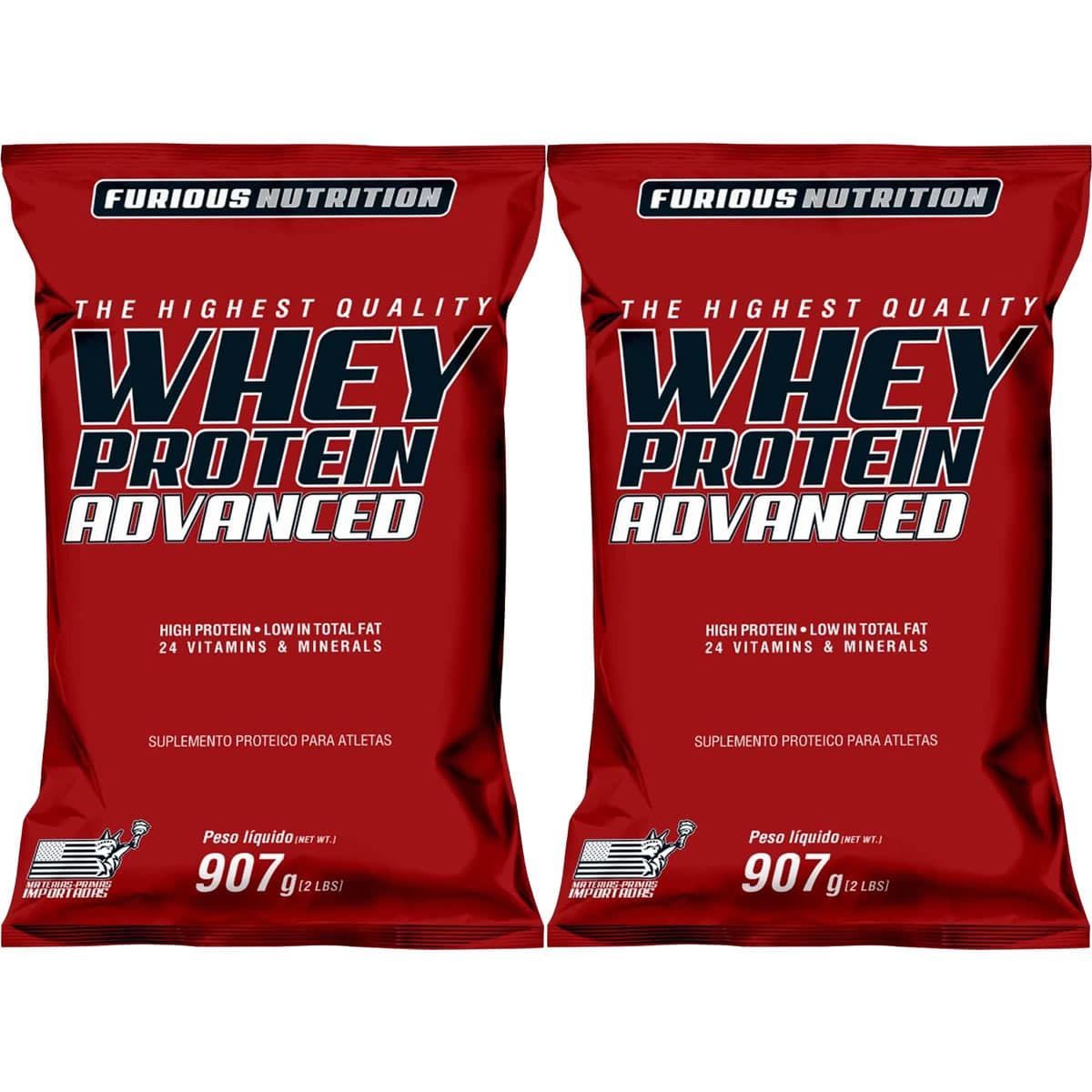 Kit 2X Whey Protein Advanced - 907g Refil Morango - Furious Nutrition