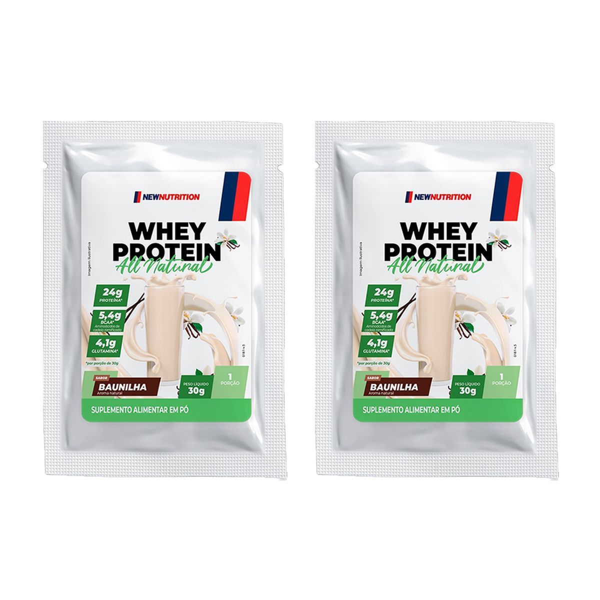 Kit 2X Whey Protein All Natural - 1 Sach� 30g Baunilha - NewNutrition
