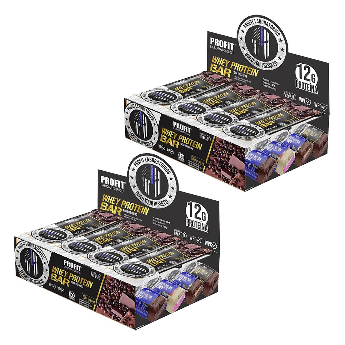 Kit 2X Whey Protein Bar - 12 Unidades 40g Coffee Cream - ProFit