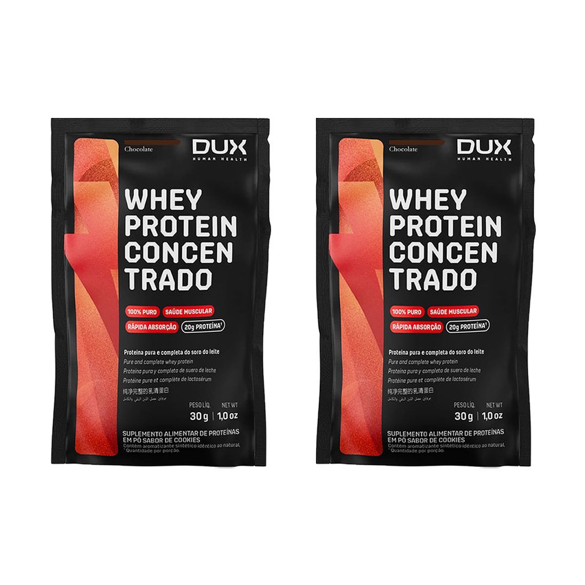 Kit 2X Whey Protein Concentrado - 1 Sach� 28g Chocolate - Dux Nutrition