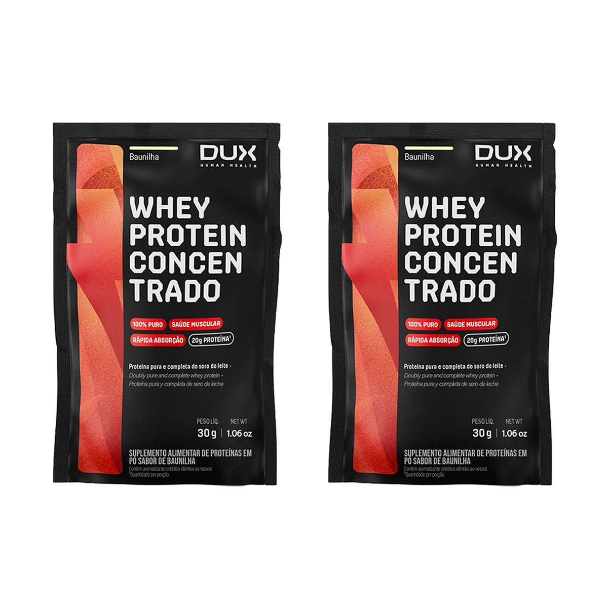 Kit 2X Whey Protein Concentrado - 1 Sach� 30g Baunilha - Dux Nutrition