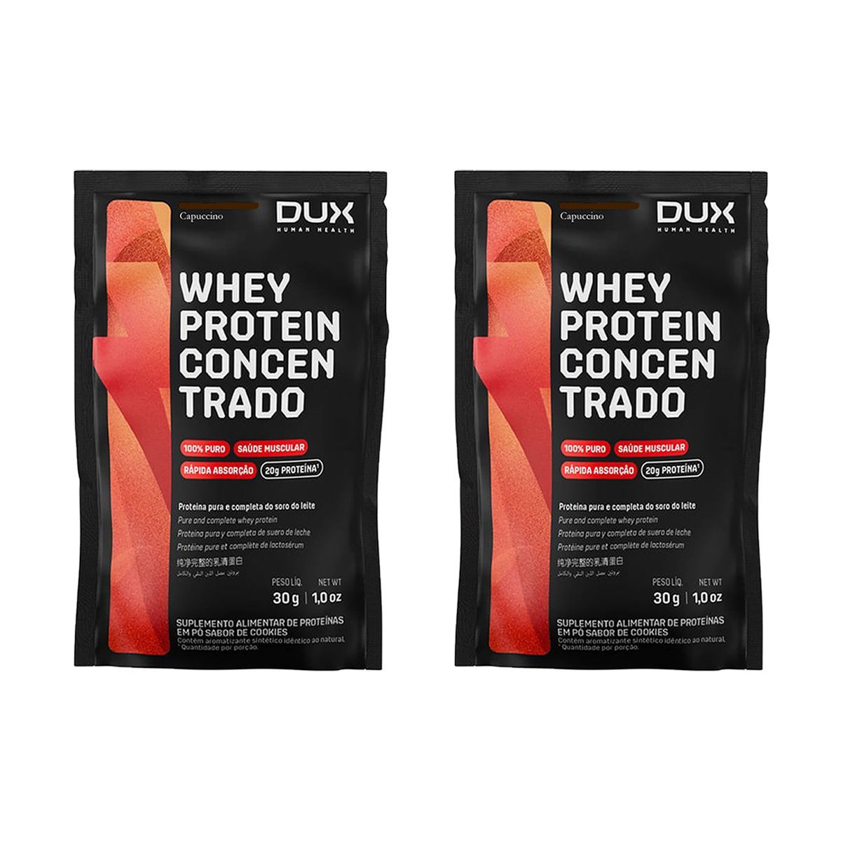 Kit 2X Whey Protein Concentrado - 1 Sach� 30g Cappuccino - Dux Nutrition