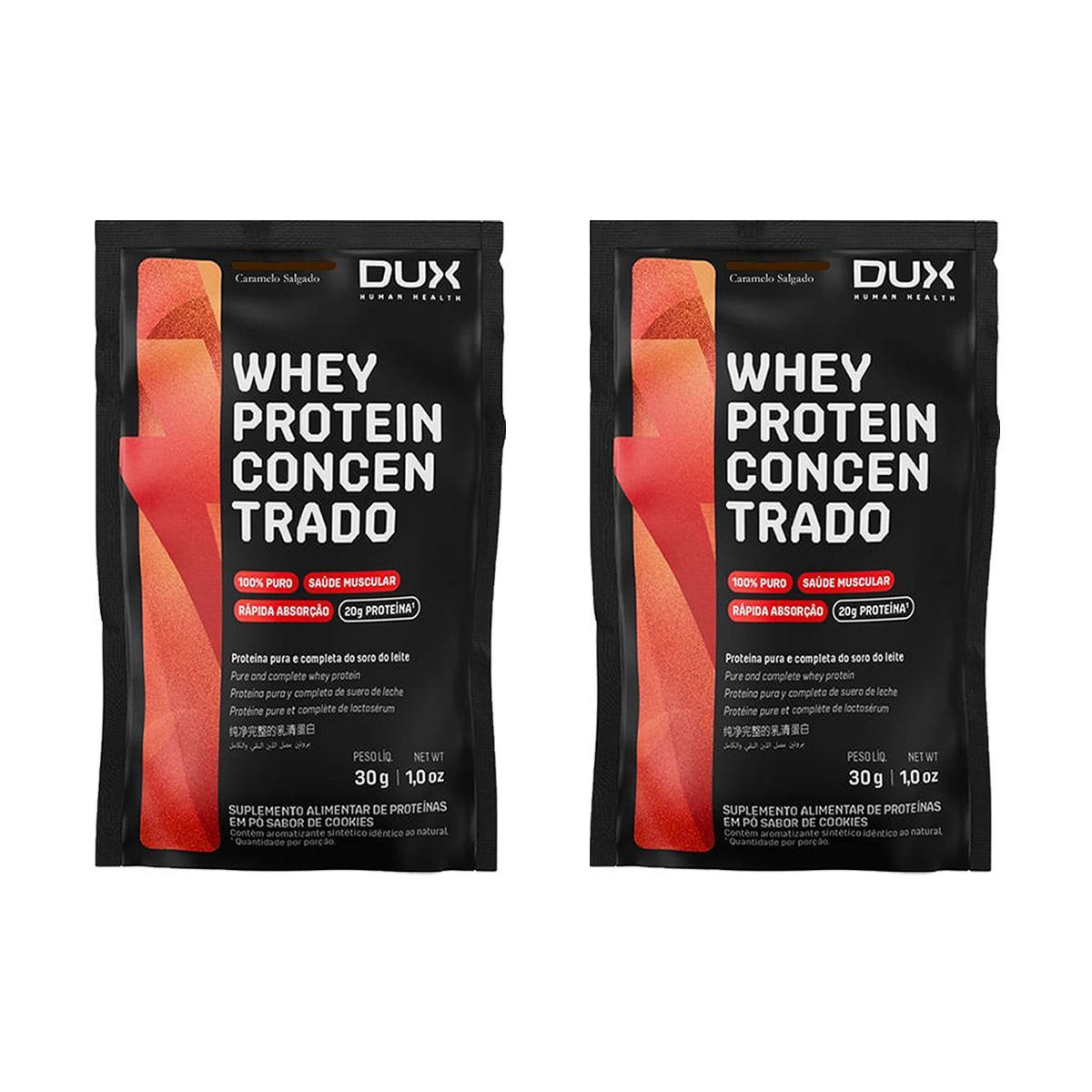 Kit 2X Whey Protein Concentrado - 1 Sach� 30g Caramelo Salgado - Dux Nutrition