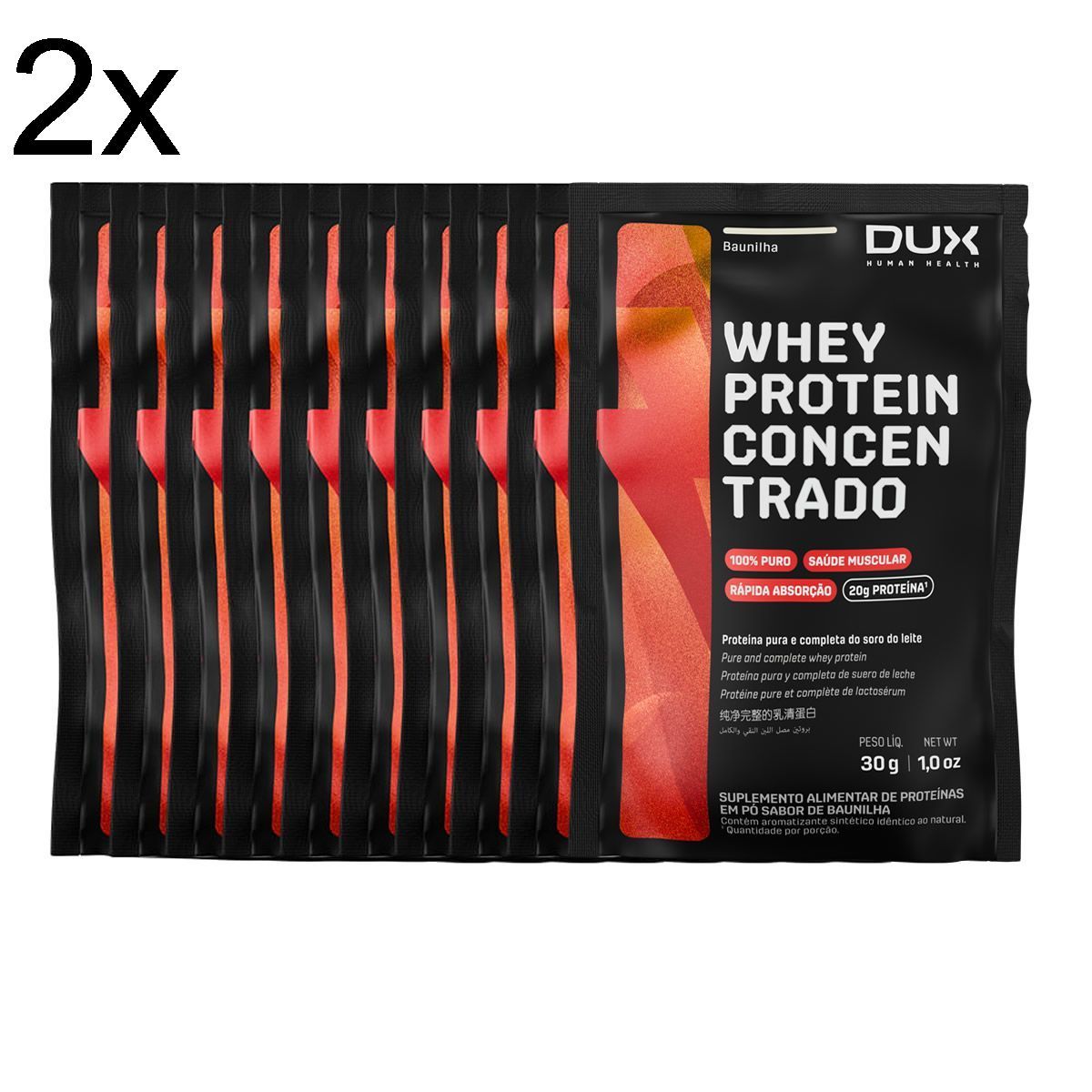 Kit 2X Whey Protein Concentrado - 10 Sach�s 30g Baunilha - Dux Nutrition