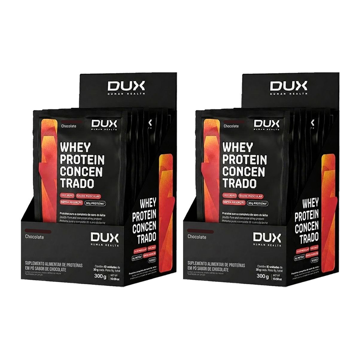 Kit 2X Whey Protein Concentrado - 10 Sach�s 30g Chocolate - Dux Nutrition
