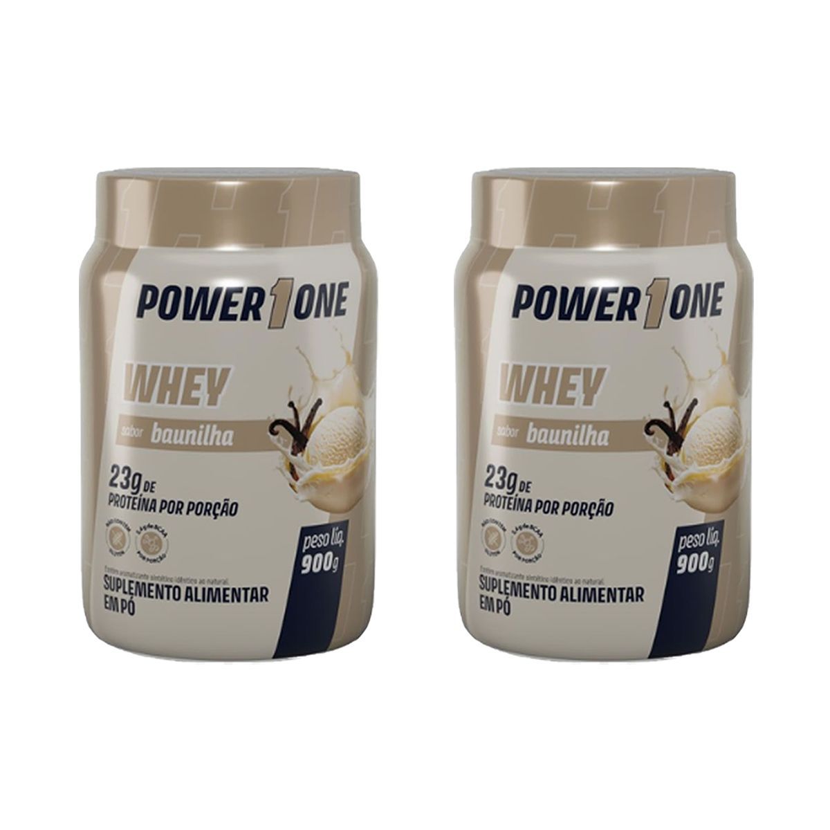 Kit 2X Whey Protein Concentrado 100% - 900g Baunilha - Power1One