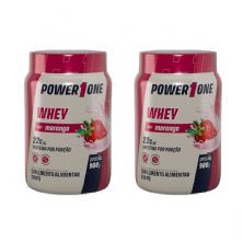 Kit 2X Whey Protein Concentrado 100% - 900g Morango - Power1One