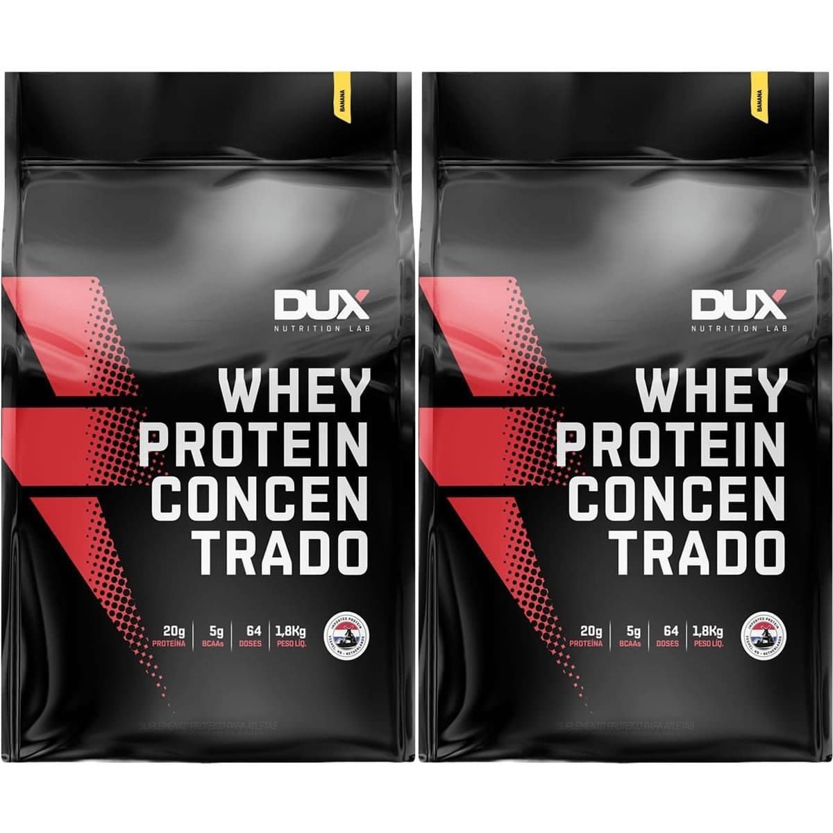 Kit 2X Whey Protein Concentrado - 1800g Refil Banana - Dux Nutrition