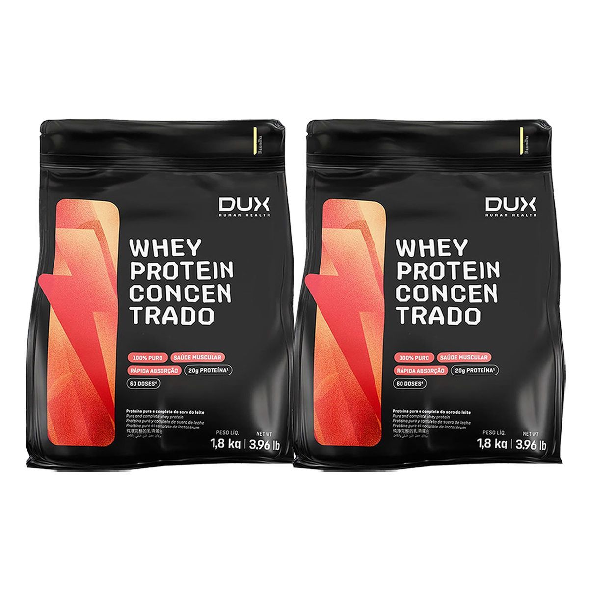 Kit 2X Whey Protein Concentrado - 1800g Refil Baunilha - Dux Nutrition