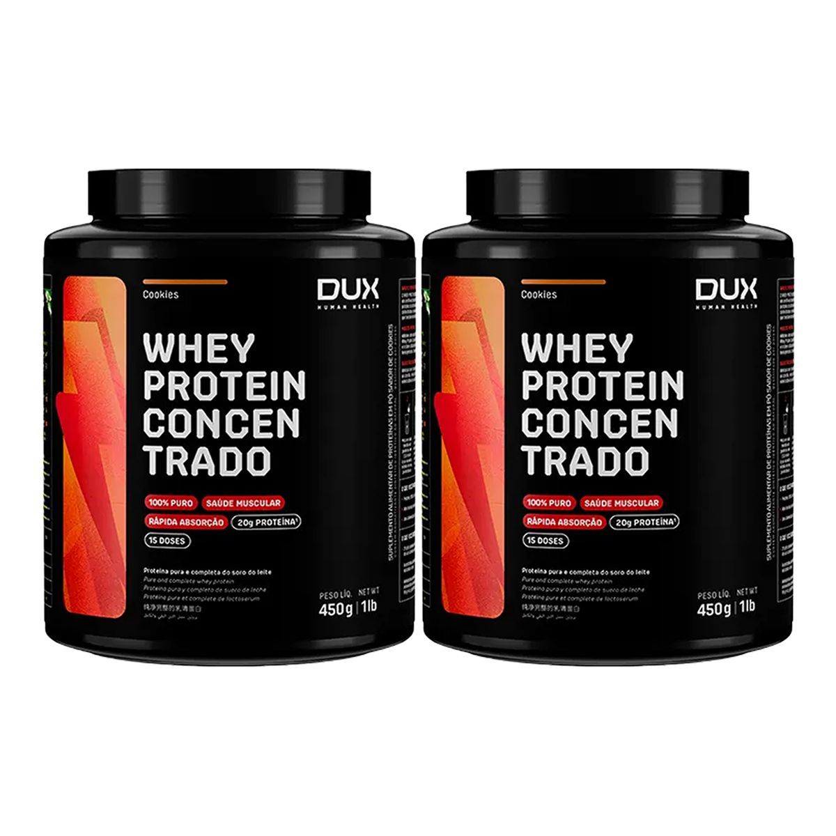 Kit 2X Whey Protein Concentrado - 450g Cookies - Dux Nutrition