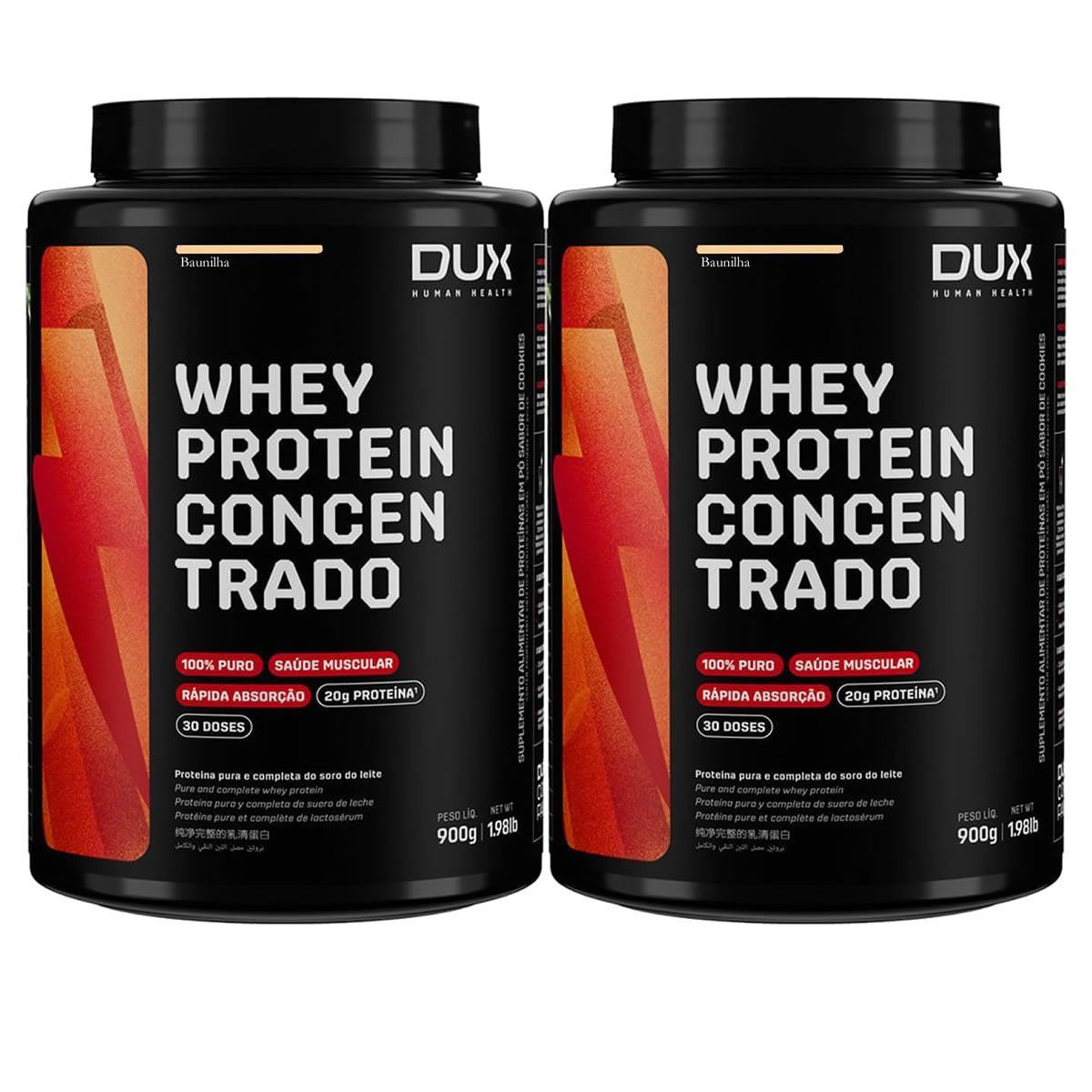 Kit 2X Whey Protein Concentrado - 900g Baunilha - Dux Nutrition