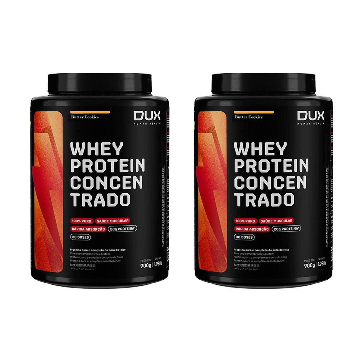 Kit 2X Whey Protein Concentrado - 900g Butter Cookies - Dux Nutrition