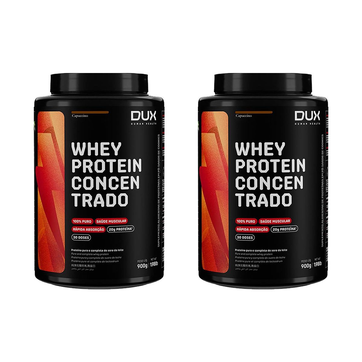 Kit 2X Whey Protein Concentrado - 900g Cappuccino - Dux Nutrition