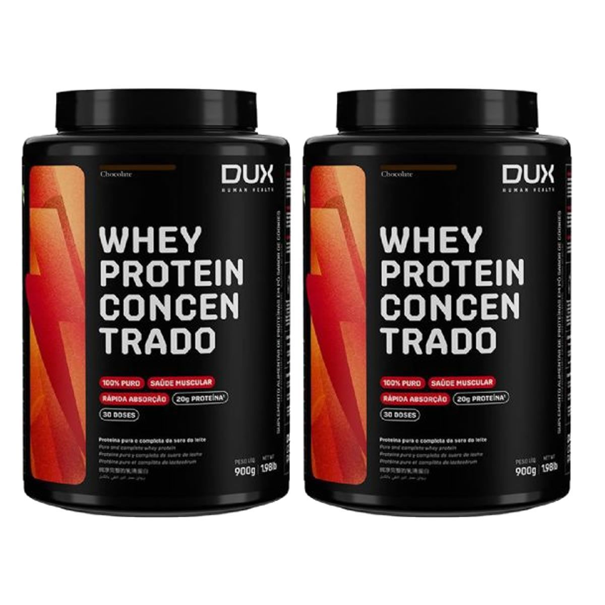 Kit 2X Whey Protein Concentrado - 900g Chocolate - Dux Nutrition