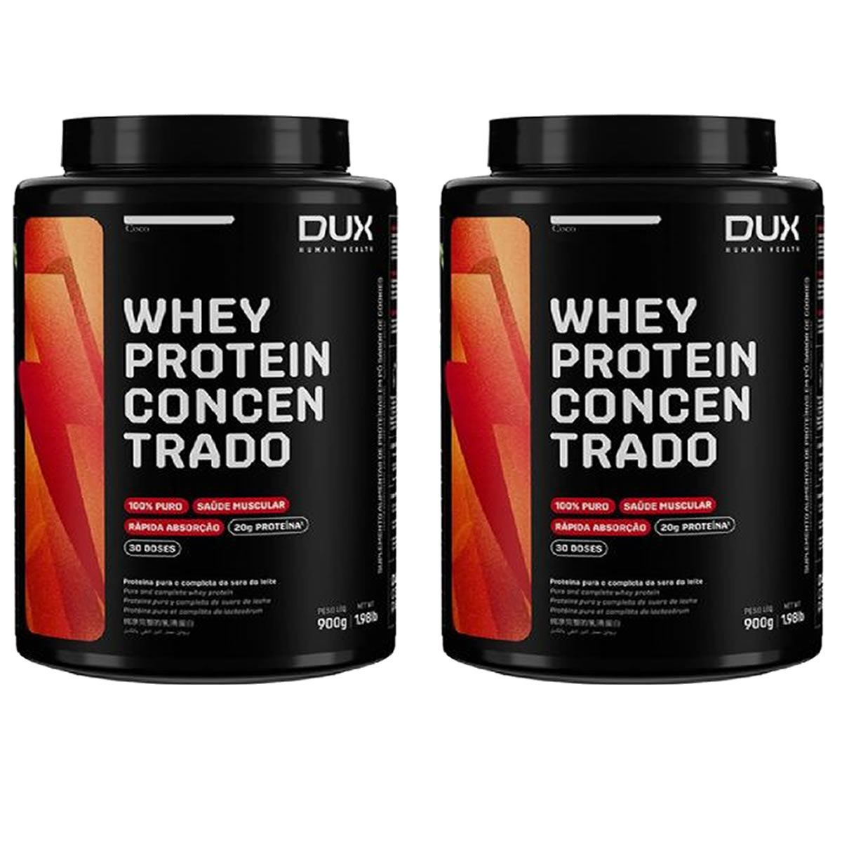 Kit 2X Whey Protein Concentrado - 900g Coco - Dux Nutrition