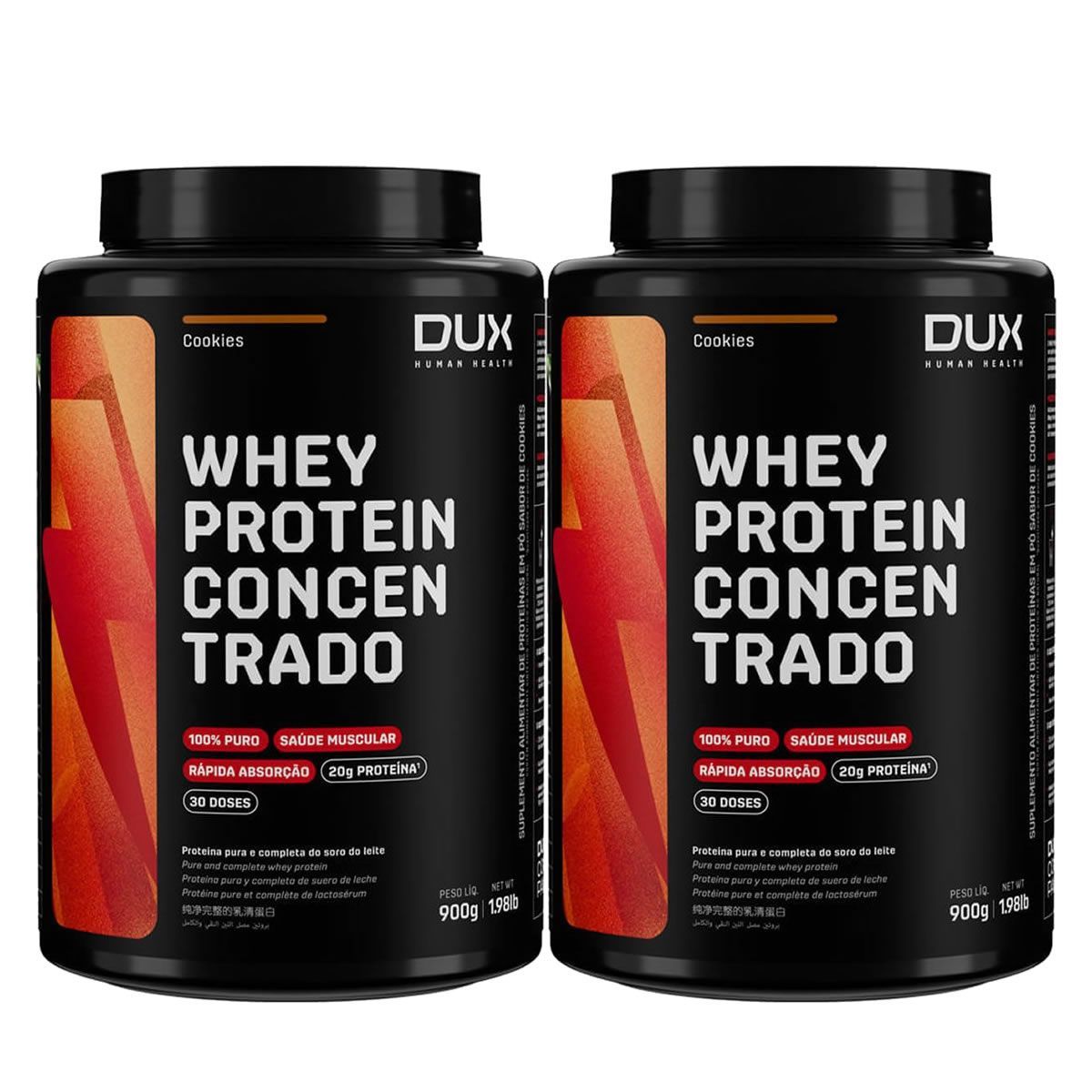 Kit 2X Whey Protein Concentrado - 900g Cookies - Dux Nutrition