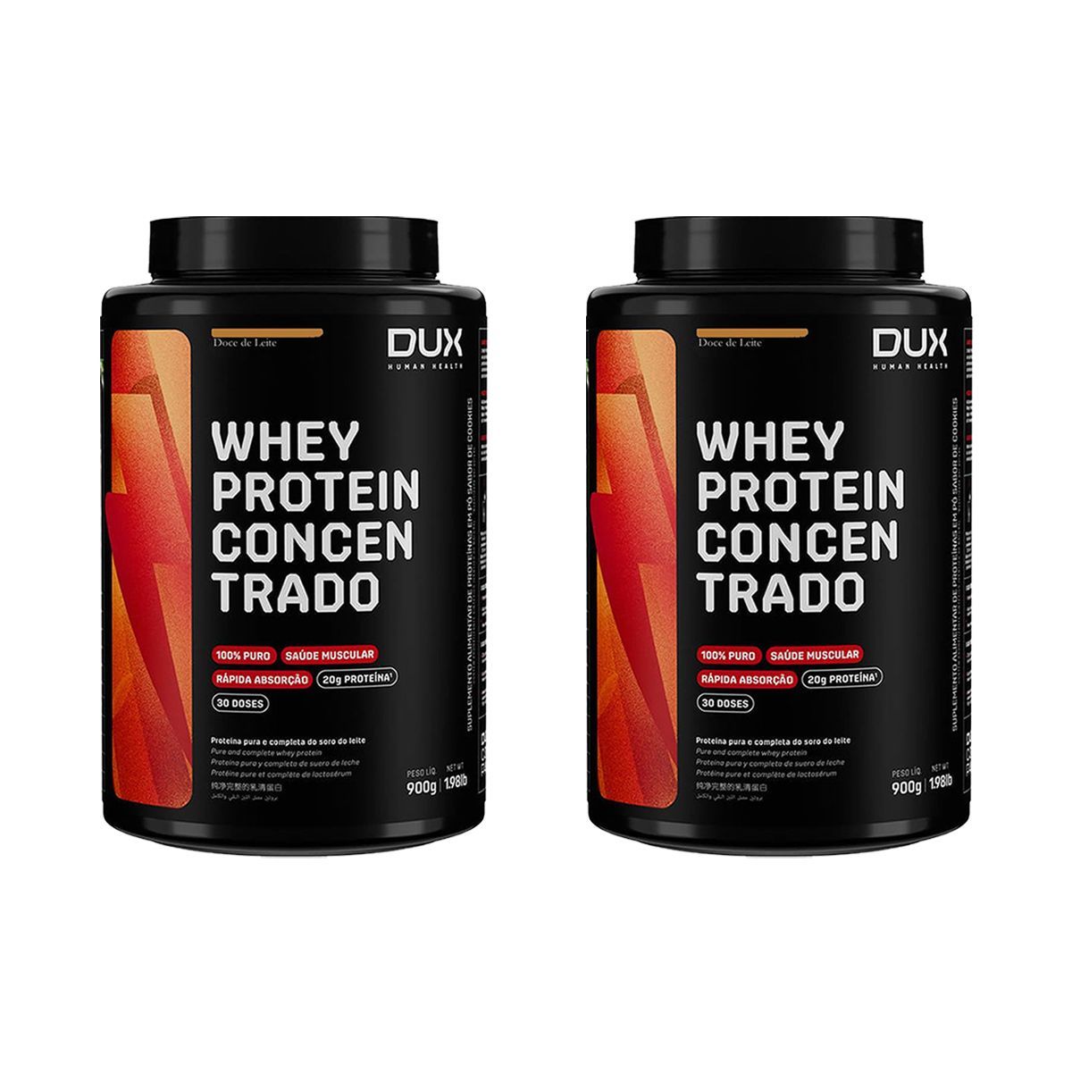 Kit 2X Whey Protein Concentrado - 900g Doce De Leite - Dux Nutrition