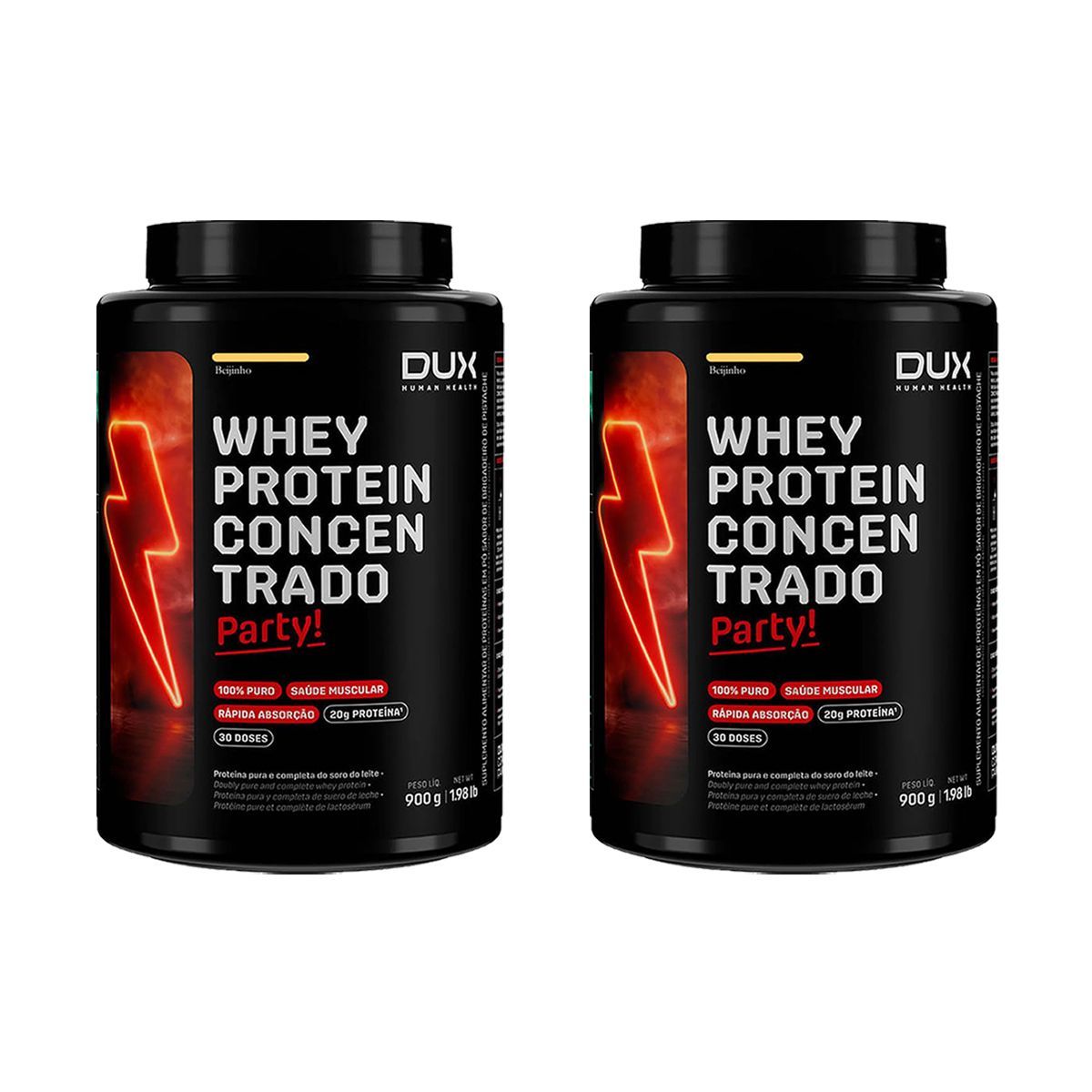 Kit 2X Whey Protein Concentrado Party - 900g Beijinho - Dux Human Health