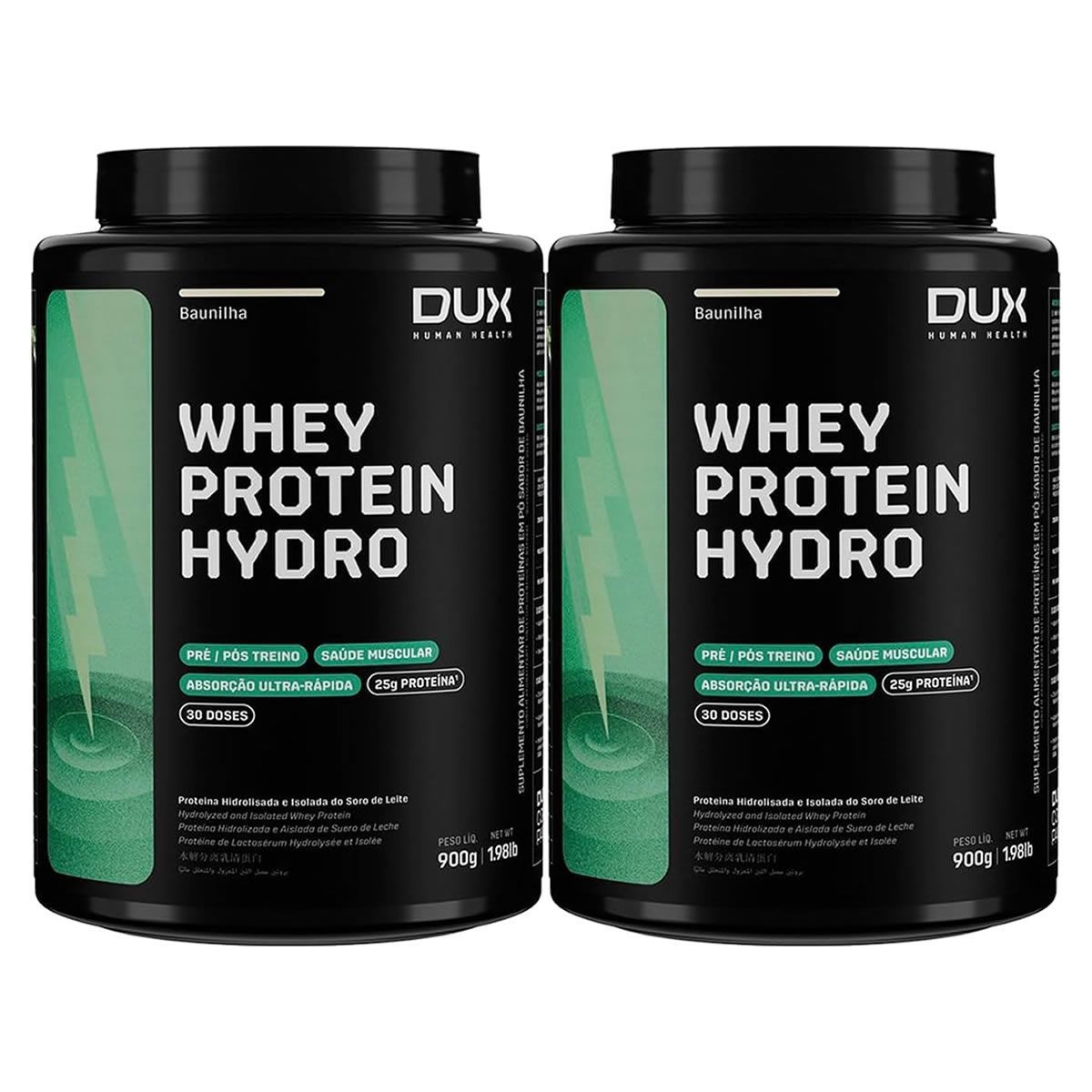 Kit 2X Whey Protein Hydro - 900g Baunilha - Dux Nutrition